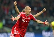 Arjen Robben of FC Bayern Muenchen celebrates after scoring the winning goal during the UEFA Champions League final match between Borussia Dortmund and FC Bayern Muenchen at Wembley Stadium on May 25, 2013 in London, United Kingdom. (Photo by Alex Livesey/Getty Images)